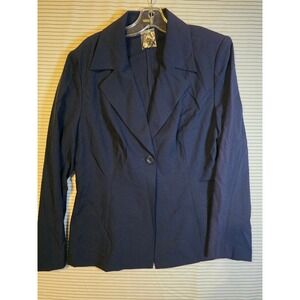 1235 Vintage Metrostyle Navy Blu 2 Piece Skirt Suit Set Blazer Maxi Skirt Sz 14